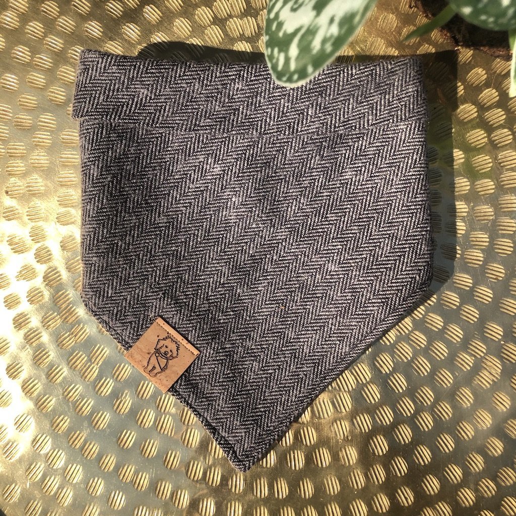 Bandana - Black & Grey Herringbone - 4 DOTS