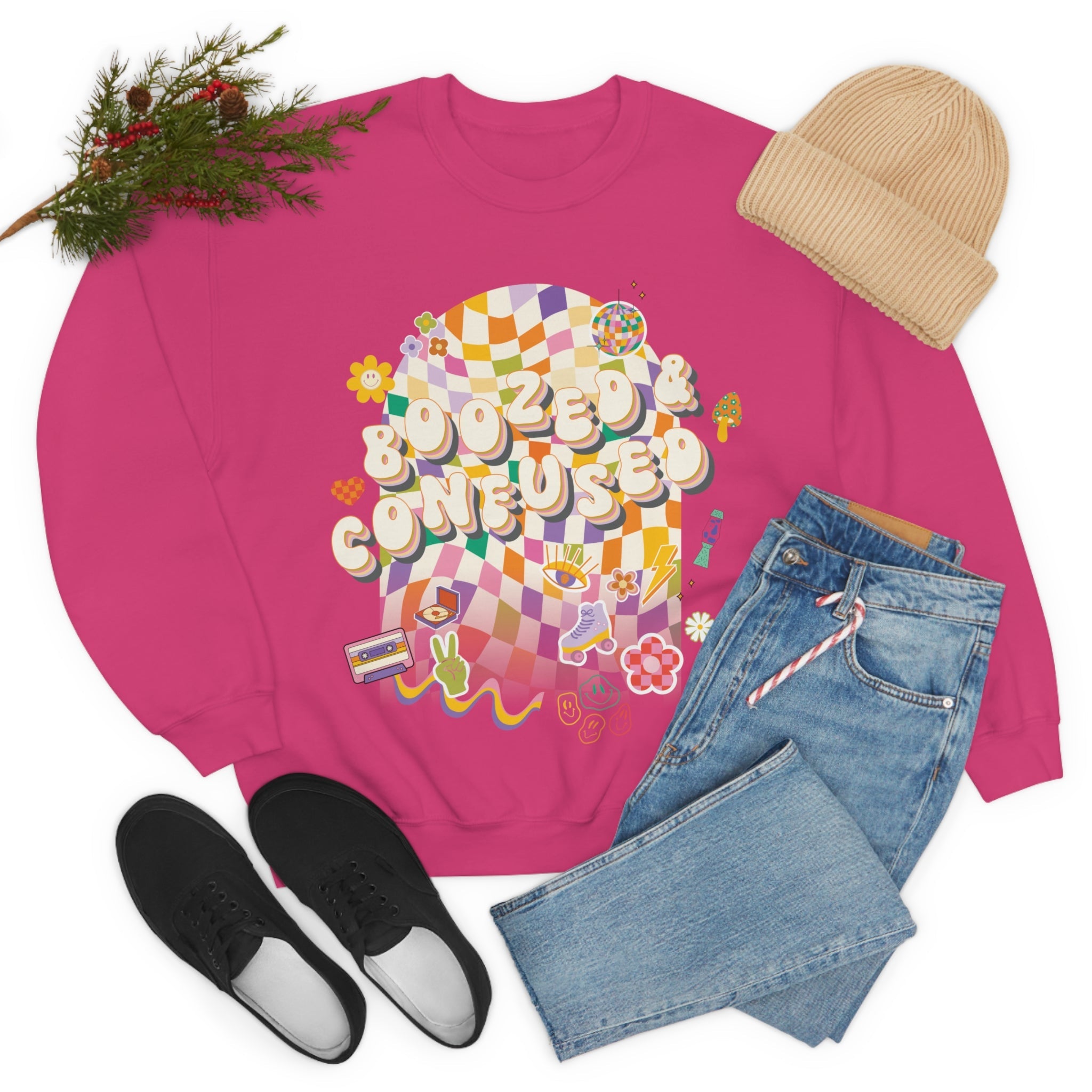 Sweatshirt - Boozed & Confused Bachelorette Crewneck - 4 DOTS Sweatshirt - Boozed & Confused Bachelorette Crewneck - 4 DOTS
