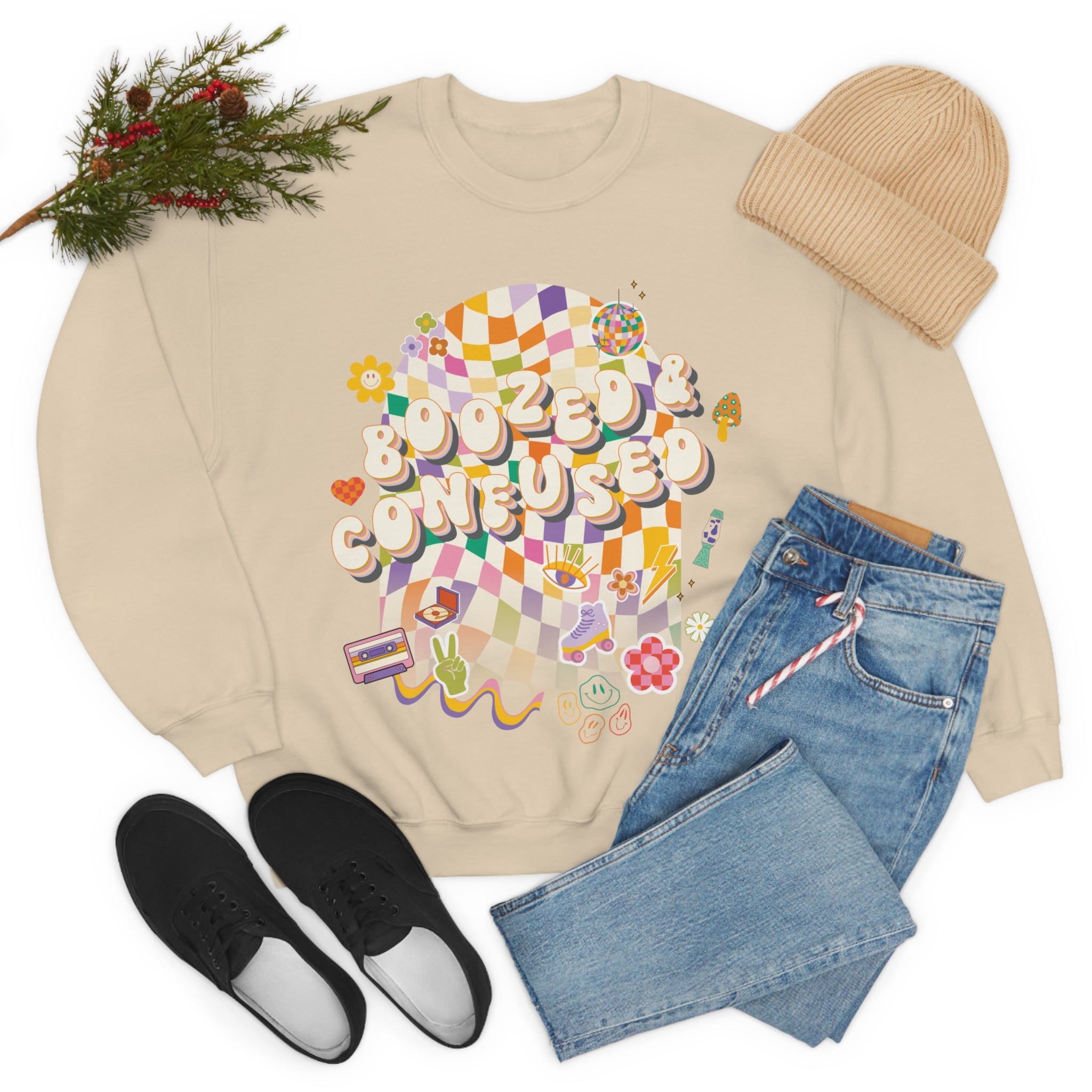 Sweatshirt - Boozed & Confused Bachelorette Crewneck - 4 DOTS Sweatshirt - Boozed & Confused Bachelorette Crewneck - 4 DOTS