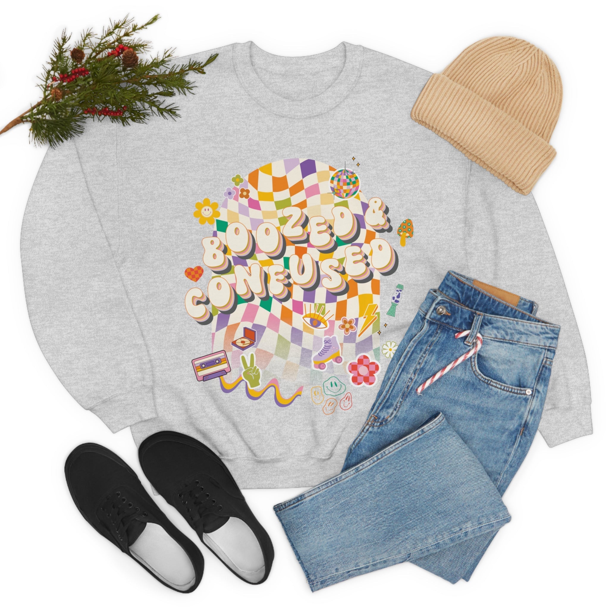Sweatshirt - Boozed & Confused Bachelorette Crewneck - 4 DOTS Sweatshirt - Boozed & Confused Bachelorette Crewneck - 4 DOTS