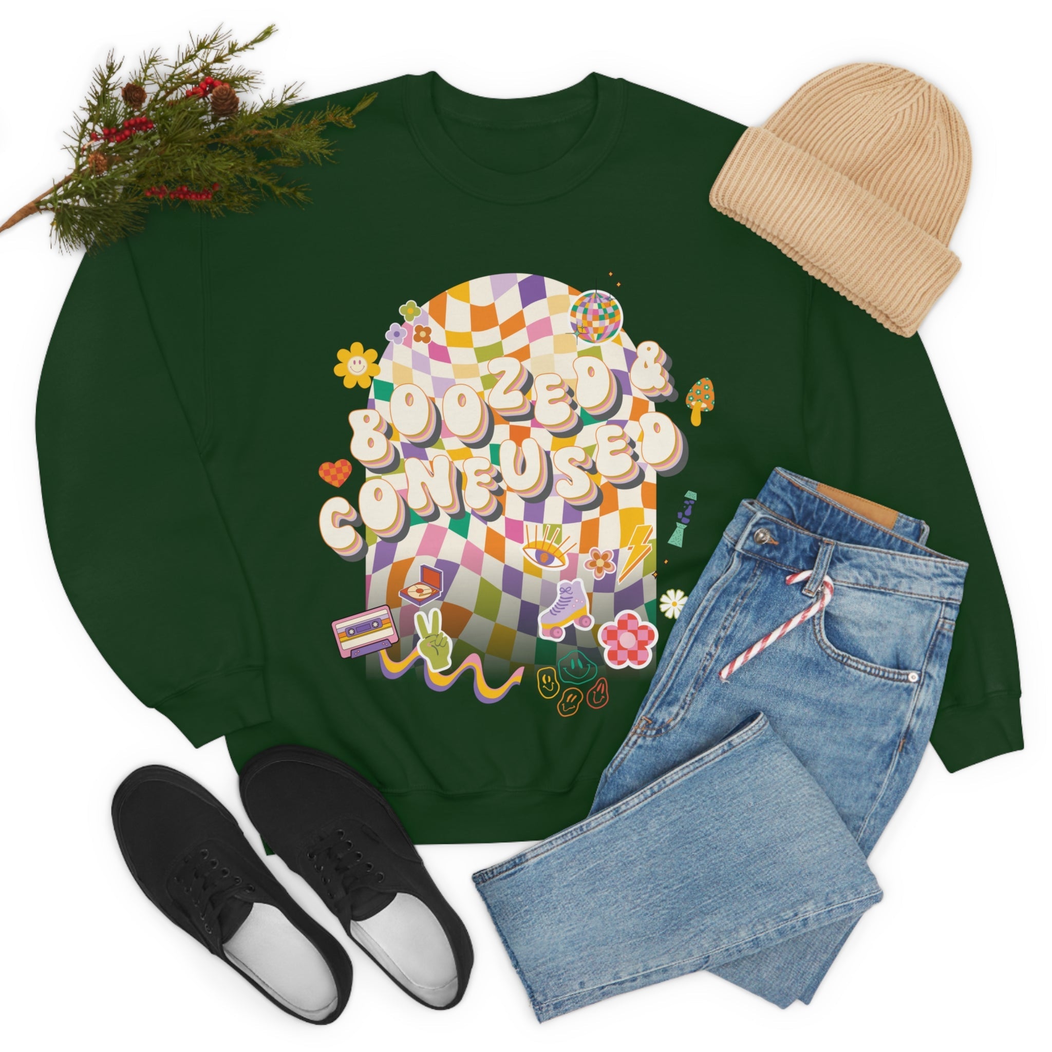 Sweatshirt - Boozed & Confused Bachelorette Crewneck - 4 DOTS Sweatshirt - Boozed & Confused Bachelorette Crewneck - 4 DOTS