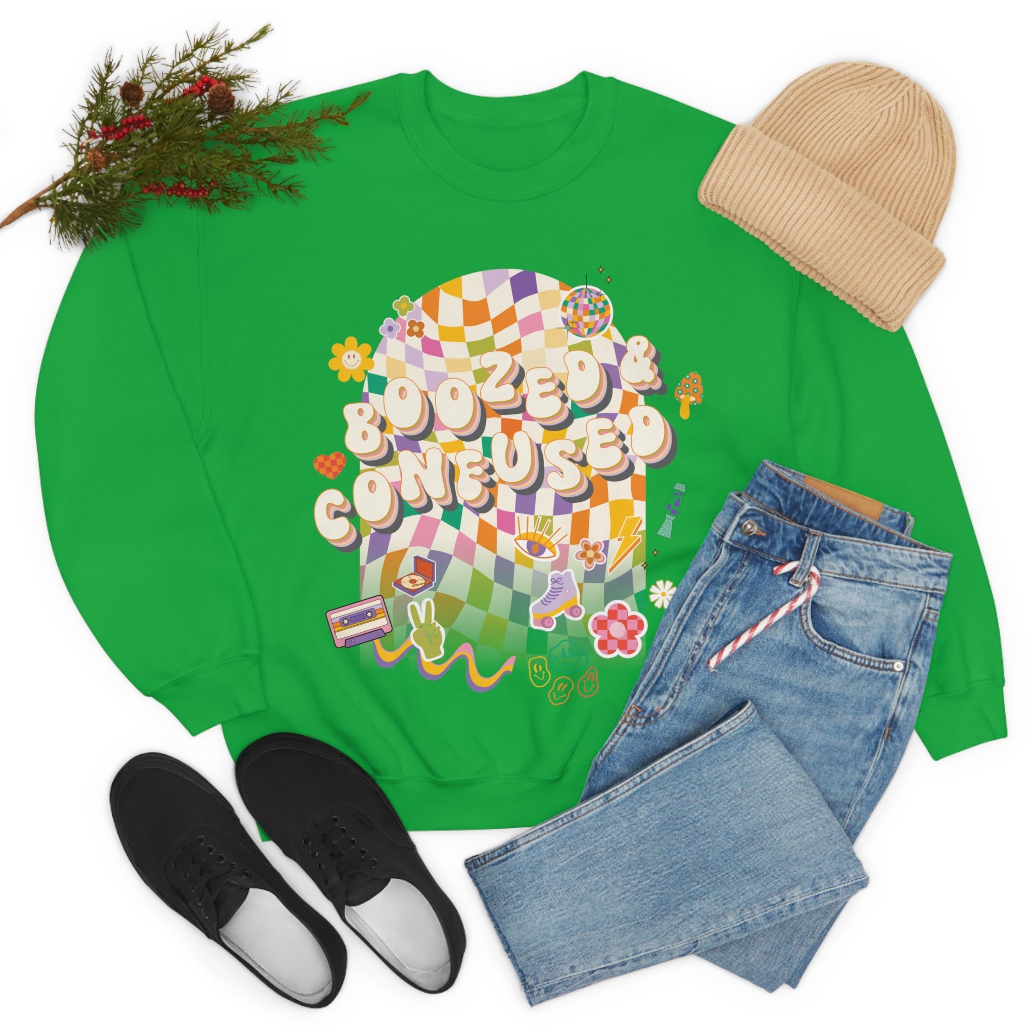 Sweatshirt - Boozed & Confused Bachelorette Crewneck - 4 DOTS Sweatshirt - Boozed & Confused Bachelorette Crewneck - 4 DOTS