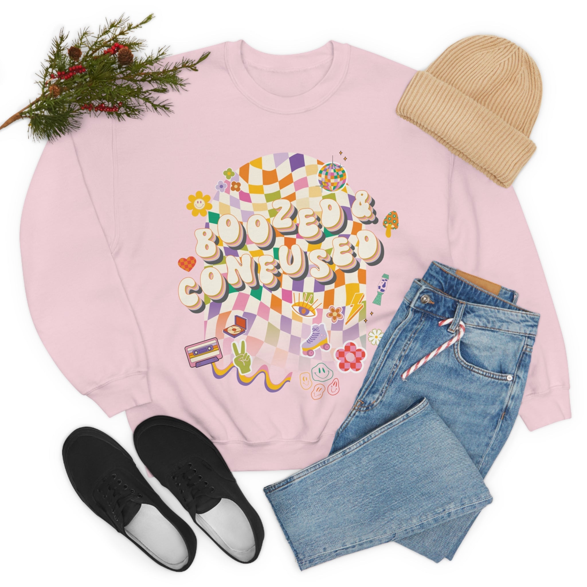 Sweatshirt - Boozed & Confused Bachelorette Crewneck - 4 DOTS Sweatshirt - Boozed & Confused Bachelorette Crewneck - 4 DOTS