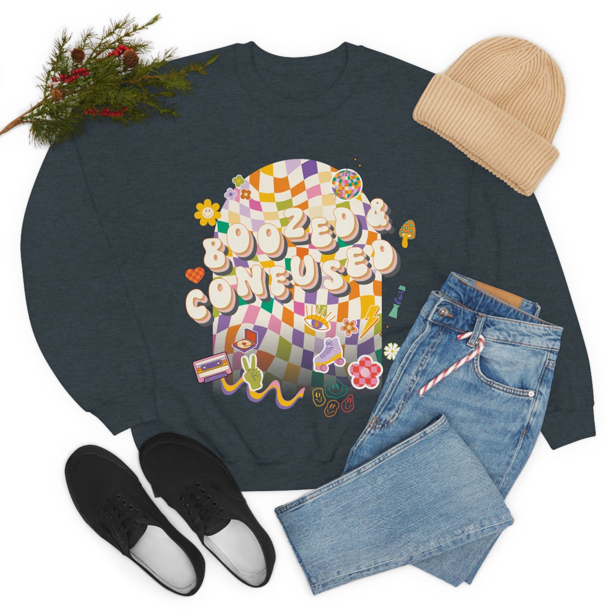 Sweatshirt - Boozed & Confused Bachelorette Crewneck - 4 DOTS Sweatshirt - Boozed & Confused Bachelorette Crewneck - 4 DOTS