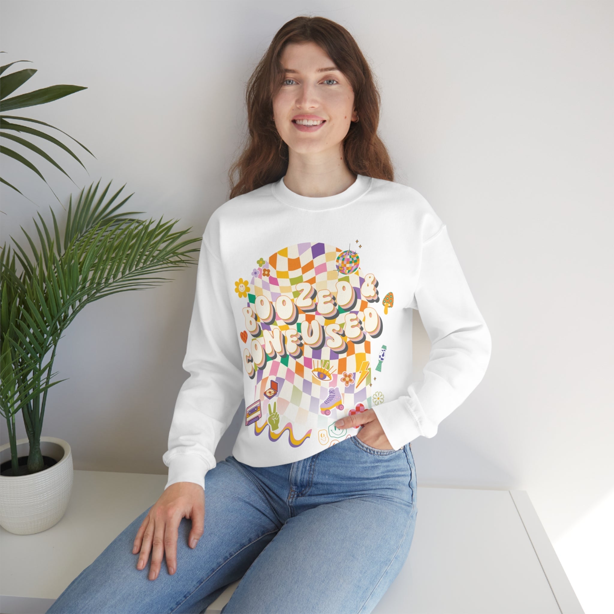 Sweatshirt - Boozed & Confused Bachelorette Crewneck - 4 DOTS