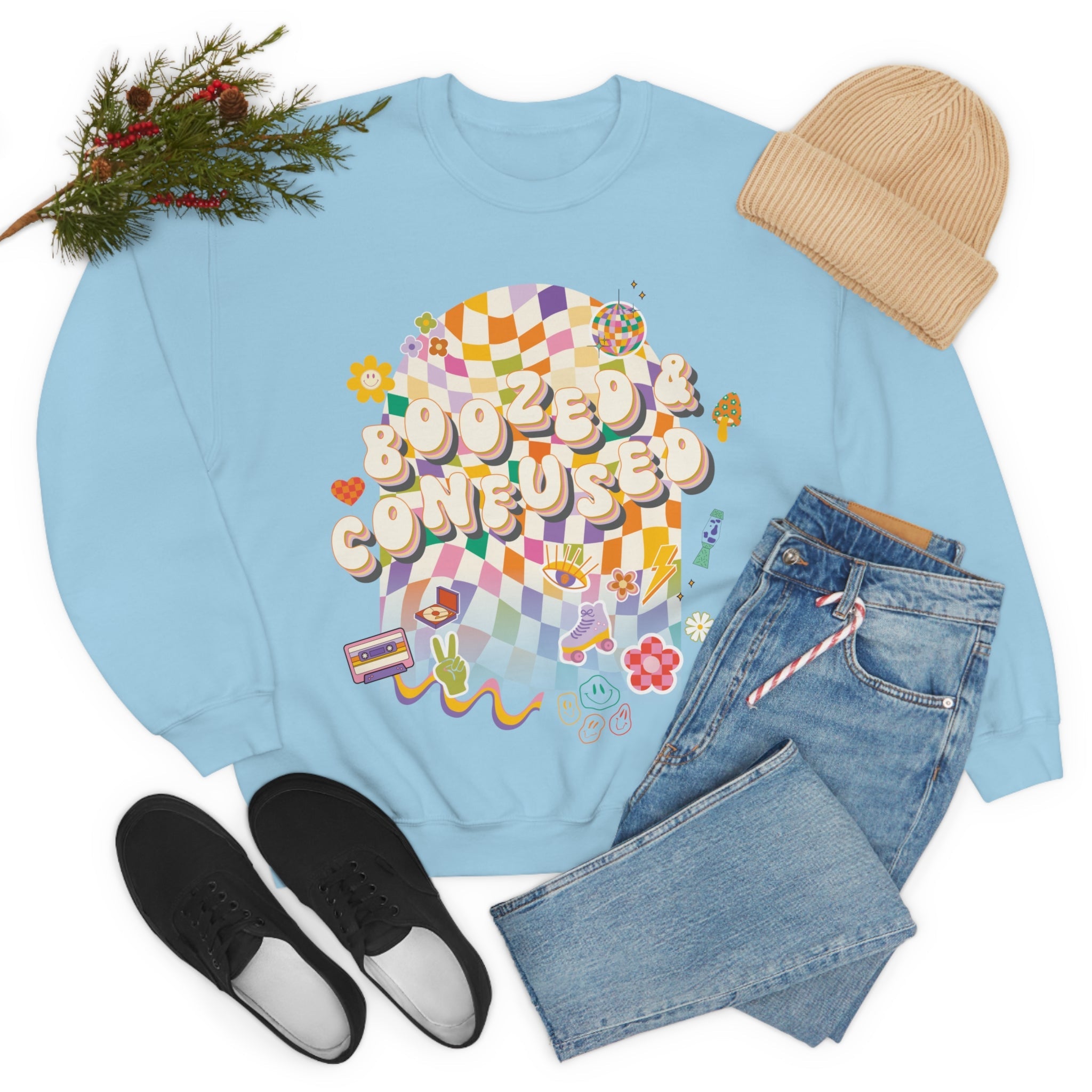 Sweatshirt - Boozed & Confused Bachelorette Crewneck - 4 DOTS Sweatshirt - Boozed & Confused Bachelorette Crewneck - 4 DOTS