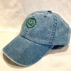 Green Smiley Denim Baseball Cap Green Smiley Denim Baseball Cap