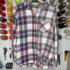 Denim Jacket - Medium - Red/Green/Yellow Two-Toned Flannel - 4 DOTS Denim Jacket - Medium - Red/Green/Yellow Two-Toned Flannel - 4 DOTS