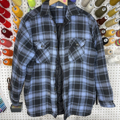 Flannel - XL - Light Blue/Navy Insulated Flannel - 4 DOTS Flannel - XL - Light Blue/Navy Insulated Flannel - 4 DOTS