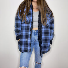 Flannel - XL - Light Blue/Navy Insulated Flannel - 4 DOTS Flannel - XL - Light Blue/Navy Insulated Flannel - 4 DOTS