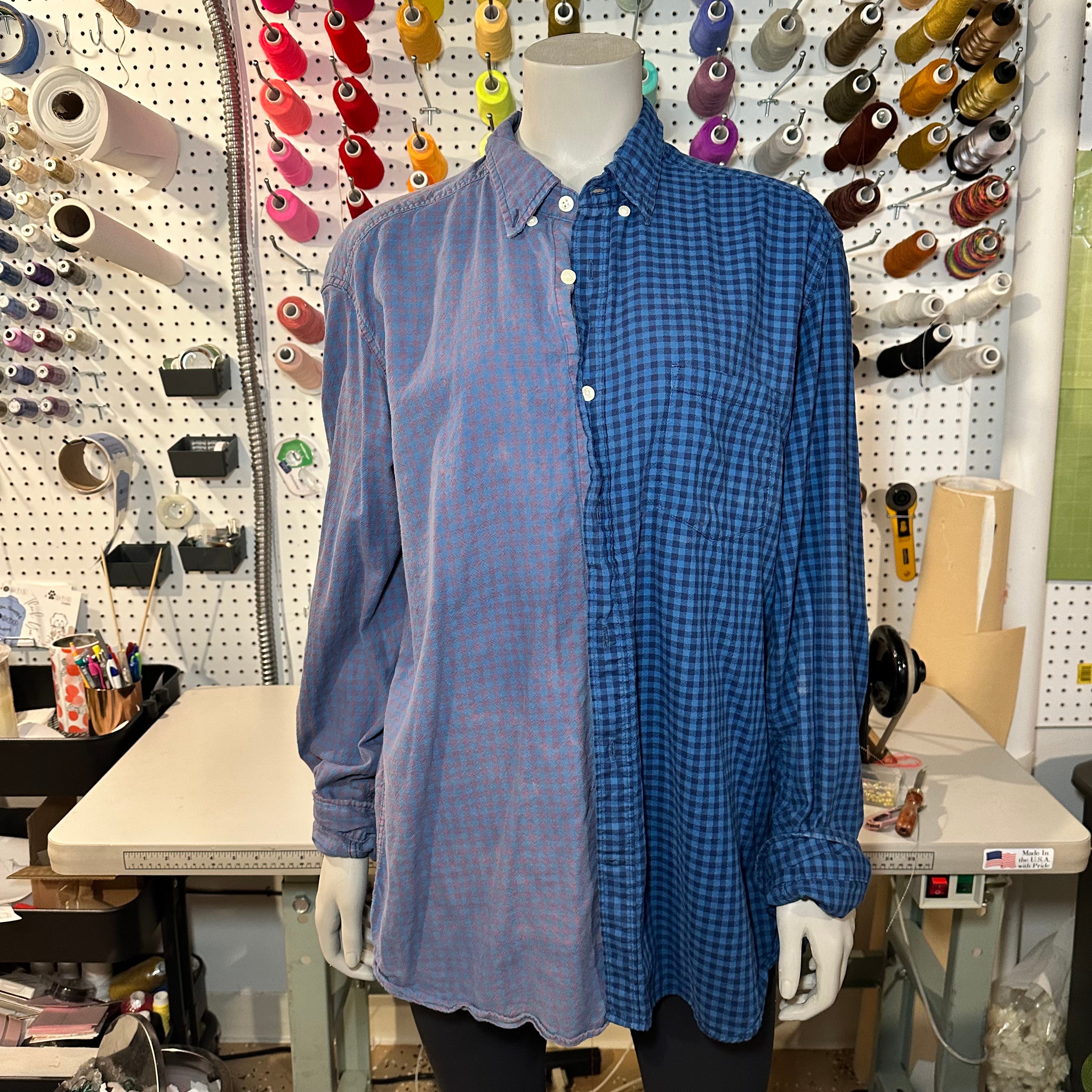 L - Blue Split Dye Flannel