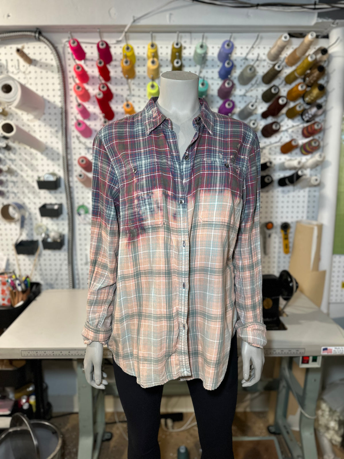 M - Purple Pink Dip Dye Flannel