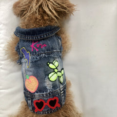 Pet Denim Jacket - Custom Embroidered Pet Denim Jacket - 4 DOTS