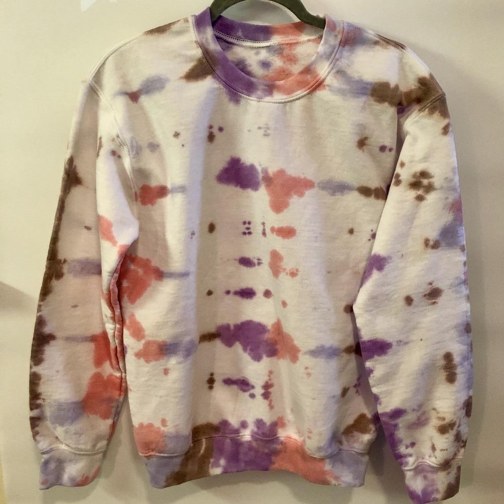 Crewneck Sweatshirt - Line Em Up Tie-Dye Crewneck - SM - 4 DOTS