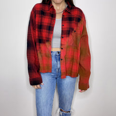 Denim Jacket - Medium - Red/Black Two-Toned Flannel - 4 DOTS