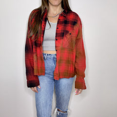 Denim Jacket - Medium - Red/Black Two-Toned Flannel - 4 DOTS