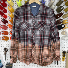 Flannel - Small - Black/Grey/Red Dip Dye Flannel - 4 DOTS