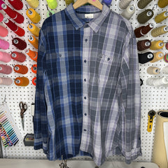 Flannel - XL - Light Blue/Blue/Navy Two-Toned Button Up - 4 DOTS