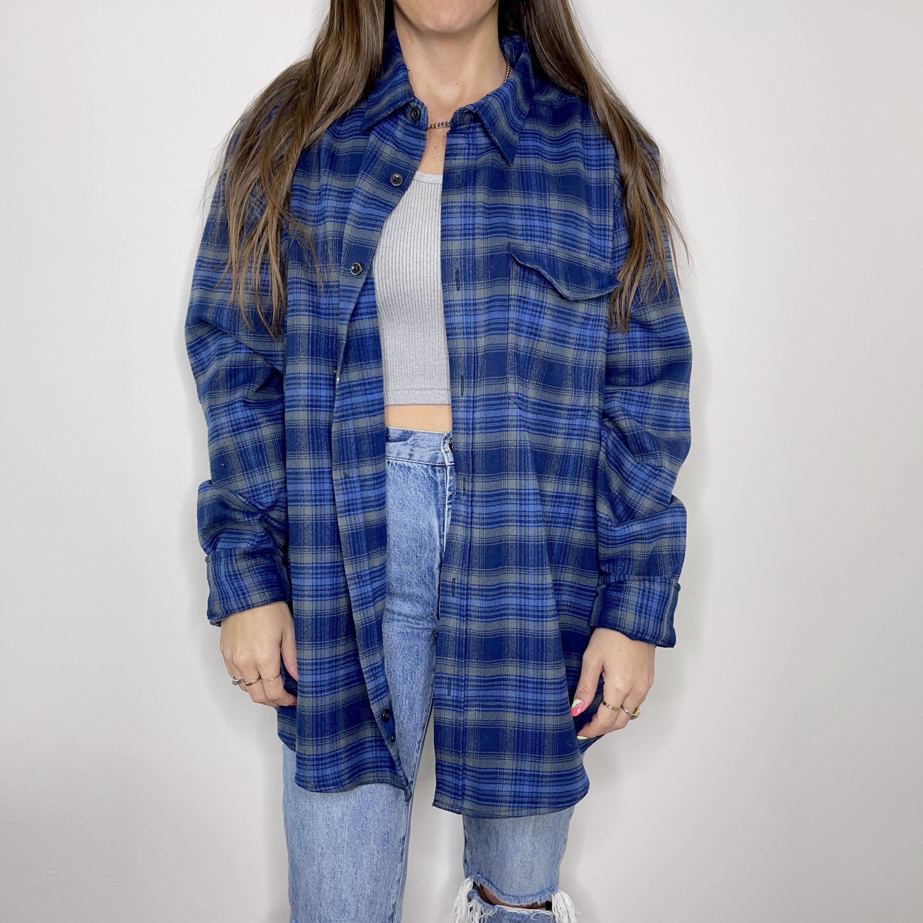Flannel - XL - Navy/Grey Flannel - 4 DOTS