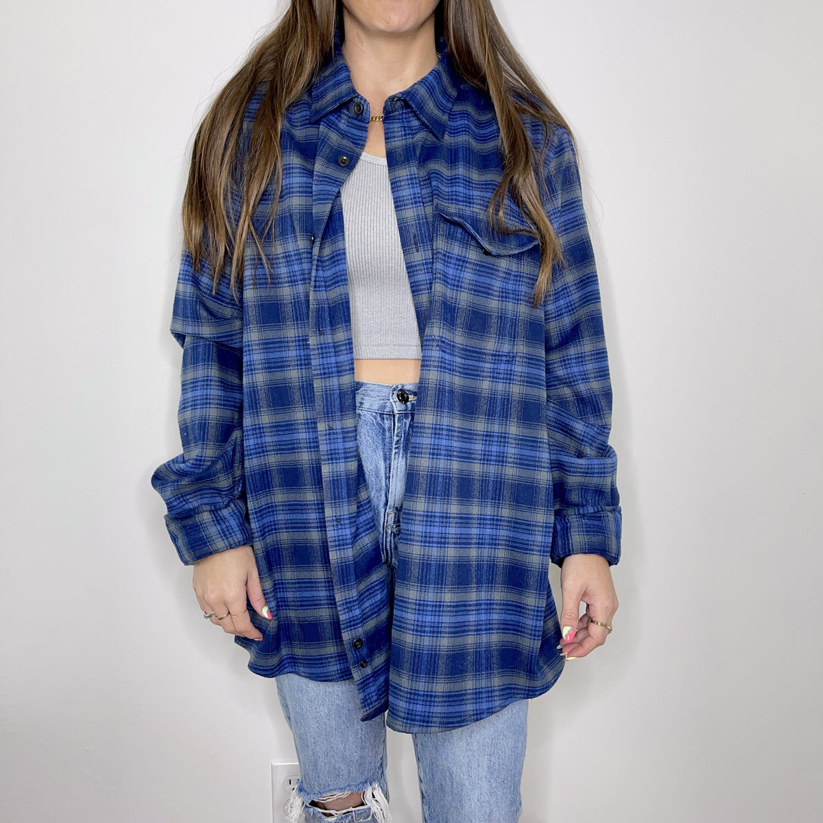 Flannel - XL - Navy/Grey Flannel - 4 DOTS