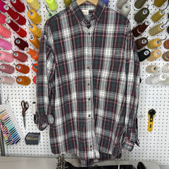 Flannel - XXL - Red/Green/White Button Up - 4 DOTS