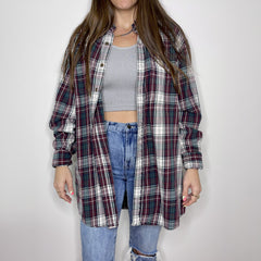 Flannel - XXL - Red/Green/White Button Up - 4 DOTS