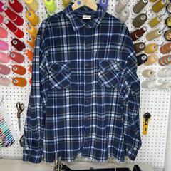 Flannel - XXL - Royal Blue/Navy Fleece Button Up - 4 DOTS